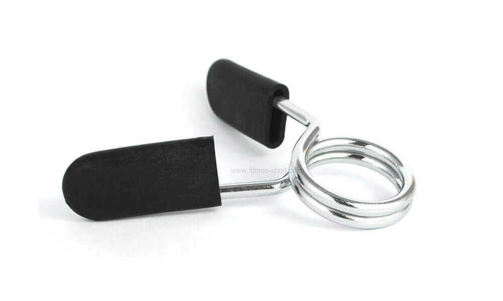 Barbell Olympic 1-inch Spring Clips Collars in Rubber handle