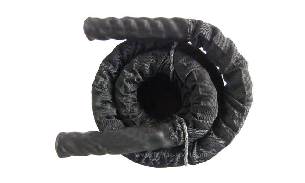 Black battle rope with nylon cover