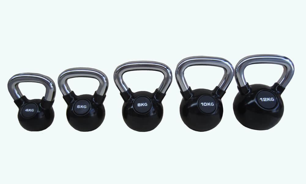 Rubber Coated Kettlebell With Chrome Handle