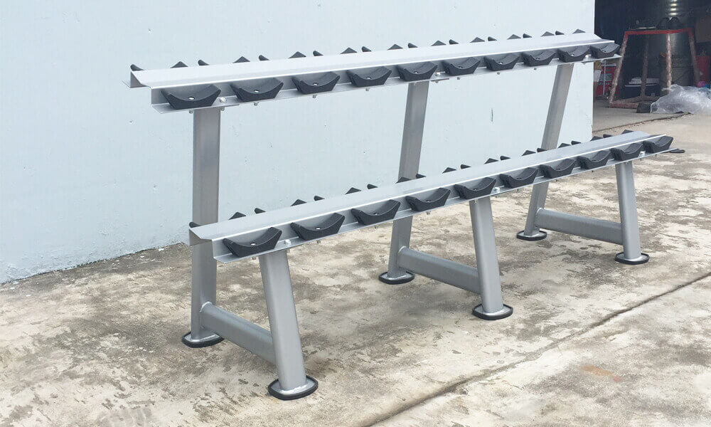 Two-tier dumbbell storage rack